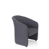 Dark grey Upholstered armchair SAN JUAN with rounded backrest and armrests by hjh OFFICE – 360-degree view (front three-quarter view 60°)