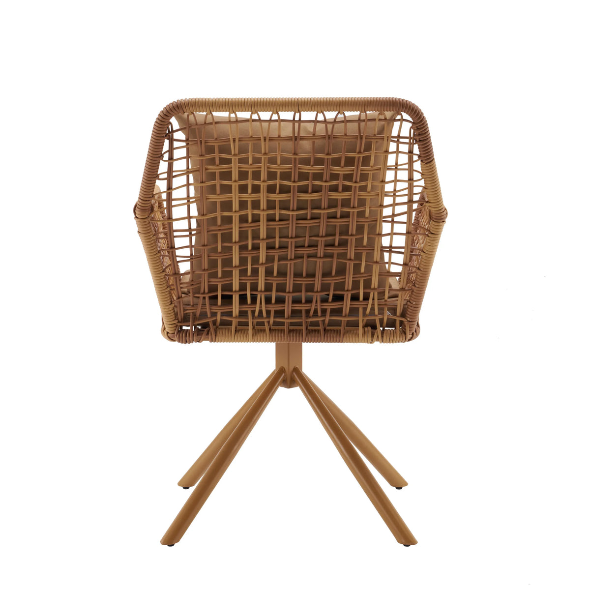 Back of the Tavaro Korvik upholstered chair with braided structure and four-legged frame in brown by hjh LIVING