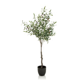 Green Artificial plant OLIVE as an olive tree in a black plant pot by hjh OFFICE – 360-degree view (side profile 90°)