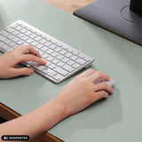 Light green Padflux Clean desk pad with keyboard and mouse by hjh OFFICE (AI-generated image)