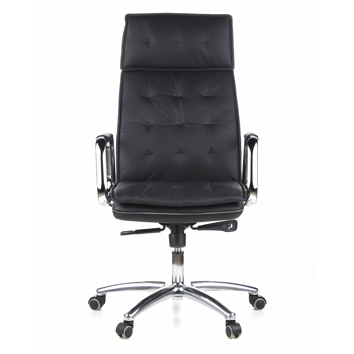 Black Professional Executive Chair VILLA 20 with quilted upholstery and five-caster base by hjh OFFICE – 360-degree view (front view 0°)