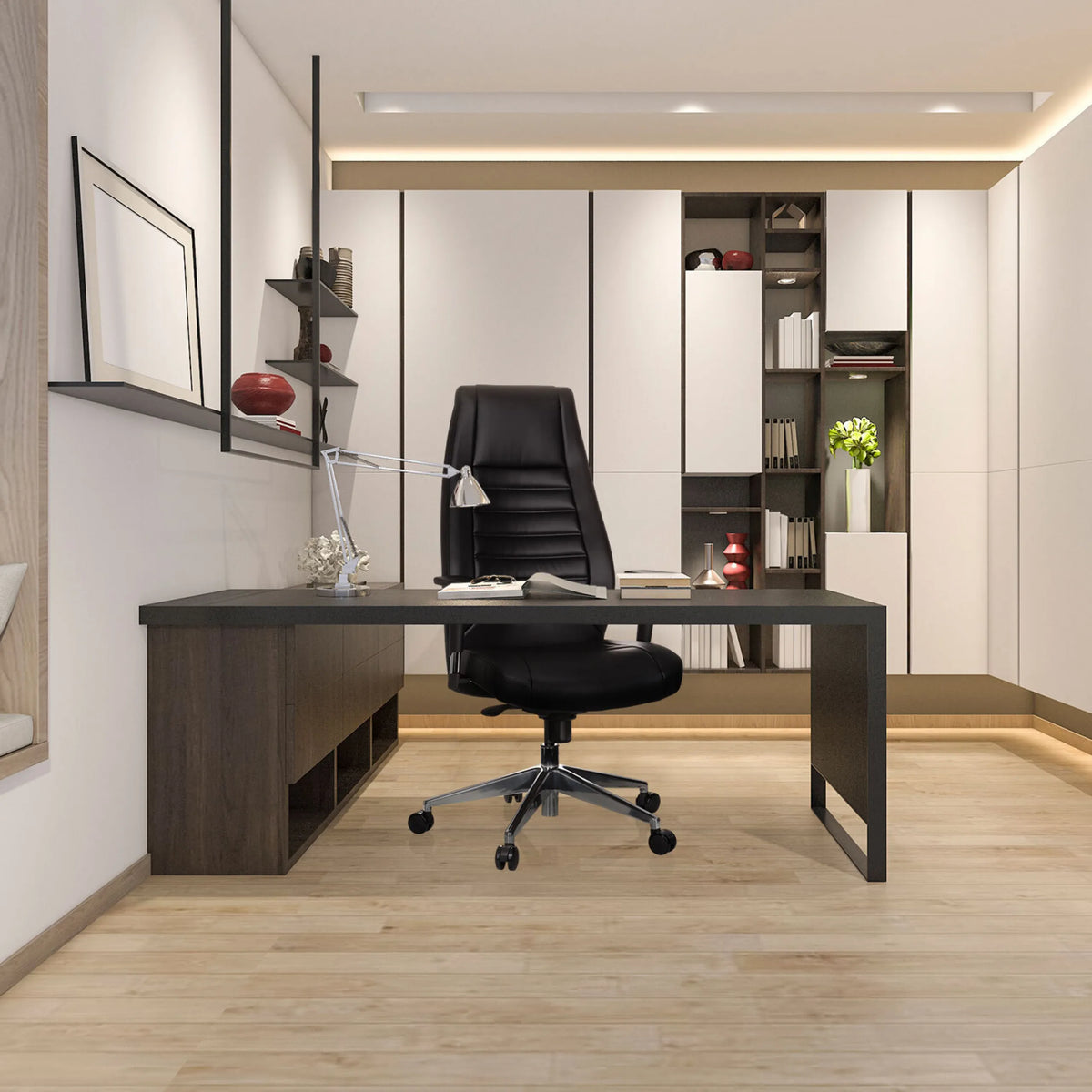 Professional Executive Chair VITORO in black with high backrest and castors by hjh OFFICE