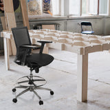 Black Counter chair TOP WORK 78 with mesh back, armrests and footring by hjh OFFICE