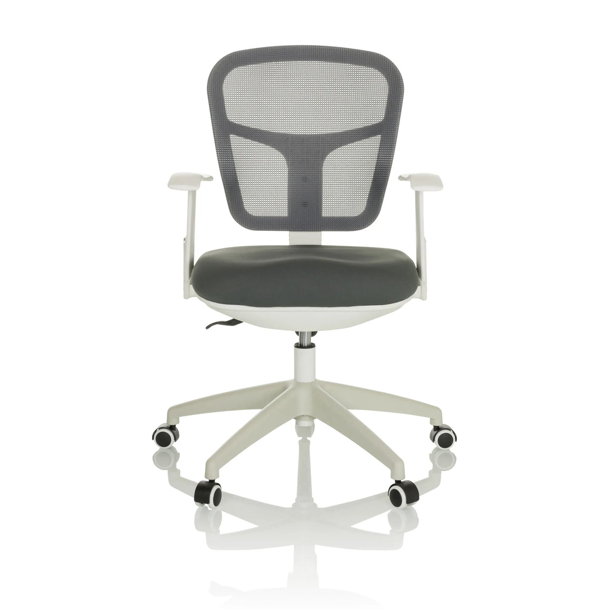 Grey Home Office Chair TOP 108 W with mesh back and five-caster base by hjh OFFICE – 360-degree view (front view 0°)