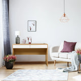 Office Desk BERGA in white and oak with two drawers in a living room by hjh LIVING