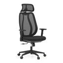 Professional Office Chair Filaro in black with mesh backrest, headrest and adjustable armrests by hjh OFFICE