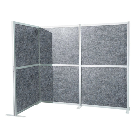 Grey Partition wall Flexmiut Modul L with felt-like surface and silver aluminium frame by hjh OFFICE