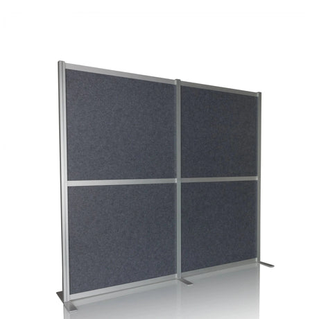 Grey Partition wall FLEXMIUT MODUL with silver-coloured frame and stand feet by hjh OFFICE