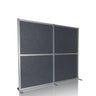 Grey Partition wall FLEXMIUT MODUL with silver-coloured frame and stand feet by hjh OFFICE