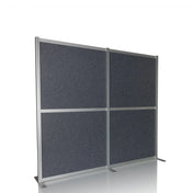 Grey Partition wall FLEXMIUT MODUL with silver-coloured frame and stand feet by hjh OFFICE
