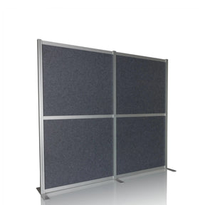 Grey Partition wall FLEXMIUT MODUL with silver-coloured frame and stand feet by hjh OFFICE