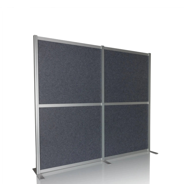 Grey Partition wall FLEXMIUT MODUL with silver-coloured frame and stand feet by hjh OFFICE