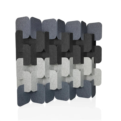 Partition wall FLEXMIUT PLUG in various shades of grey made of felt with a modular structure by hjh OFFICE