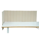Beige table partition FLEXMIUT ROLL with vertical quilting on a white desk by hjh OFFICE