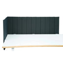 Dark grey Table partition FLEXMIUT ROLL with vertical quilting on a white tabletop by hjh OFFICE