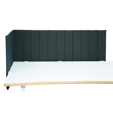 Dark grey Table partition FLEXMIUT ROLL with vertical quilting on a white tabletop by hjh OFFICE