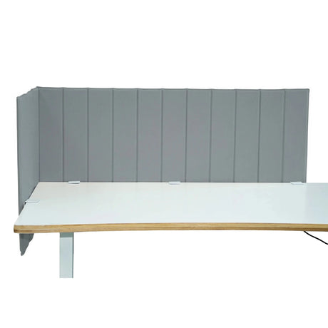 Light grey table partition FLEXMIUT ROLL with vertical stitching on a white desk by hjh OFFICE