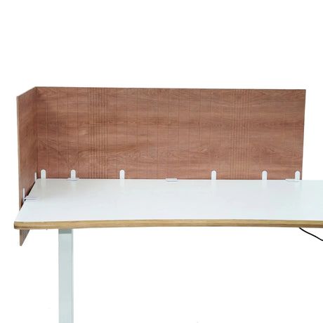 Brown wood-look Table partition FLEXMIUT ROLL W with white tabletop by hjh OFFICE