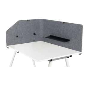 Grey Table partition FLEXMIUT T TOP with integrated black shelf and brackets by hjh OFFICE