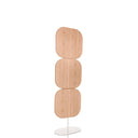 Beige Partition wall FLEXMIUT W with three rounded wooden elements on a white base by hjh OFFICE