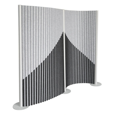 Grey partition wall Flexmiut Wave with pleated fabric and geometric pattern by hjh OFFICE