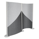 Grey partition wall Flexmiut Wave with pleated fabric and geometric pattern by hjh OFFICE