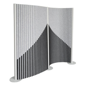 Grey partition wall Flexmiut Wave with pleated fabric and geometric pattern by hjh OFFICE