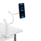 White Mobile phone & tablet holder FLEXMOBI I with flexible gooseneck and table clamp by hjh OFFICE