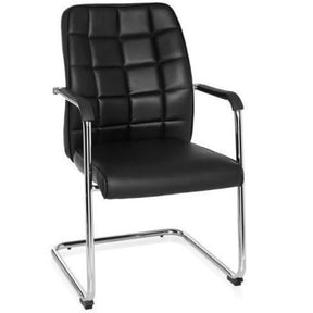 Black Cantilever chair FLEXO V with quilted cover and chromed metal frame by hjh OFFICE