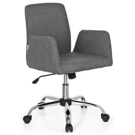 Home Office Chair FLOW with grey fabric cover and glossy star base on castors by hjh OFFICE