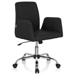 Black Home Office Chair FLOW with fabric upholstery and chromed star base on castors by hjh OFFICE