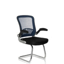 Cantilever chair FLYER PRO V with blue mesh back, black seat and armrests by hjh OFFICE
