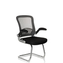 Black Cantilever chair FLYER PRO V with mesh backrest, armrests and chrome sled base by hjh OFFICE