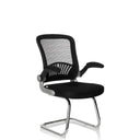Black Cantilever chair FLYER PRO V with mesh backrest, armrests and chrome frame by hjh OFFICE