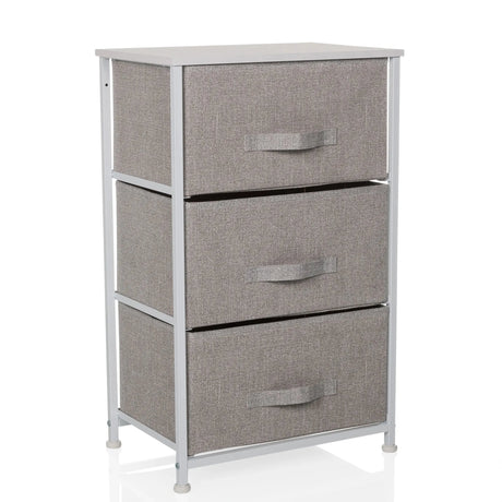 Grey Chest of drawers FOLDRESS M with three fabric drawers and silver metal frame by hjh LIVING