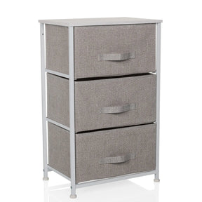 Grey Chest of drawers FOLDRESS M with three fabric drawers and silver metal frame by hjh LIVING
