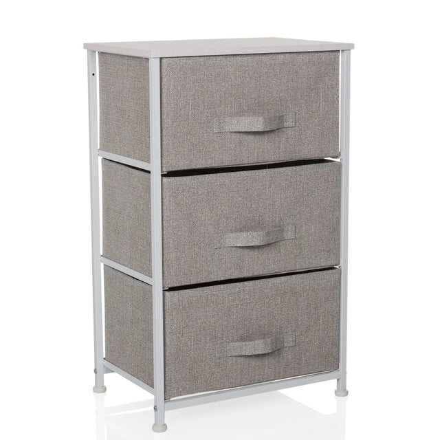 Grey Chest of drawers FOLDRESS M with three fabric drawers and silver metal frame by hjh LIVING