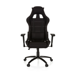 Black Gaming chair GAME FORCE with fabric cover, white decorative stitching and armrests by hjh OFFICE