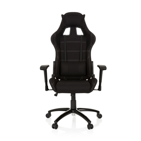 Black Gaming chair GAME FORCE with fabric cover, white decorative stitching and armrests by hjh OFFICE