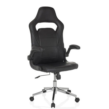 Black Gaming chair GAME SPORT PRO with faux leather cover and chromed base by MyBuero