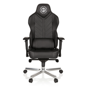 Black Gaming chair GAMEBREAKER COLOSSUS with faux leather cover and polished star base by hjh OFFICE