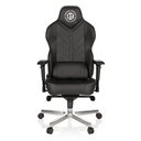 Black Gaming chair GAMEBREAKER COLOSSUS with faux leather cover and polished star base by hjh OFFICE