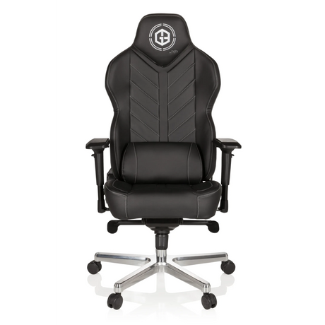 Black Gaming chair GAMEBREAKER COLOSSUS with faux leather cover and polished star base by hjh OFFICE