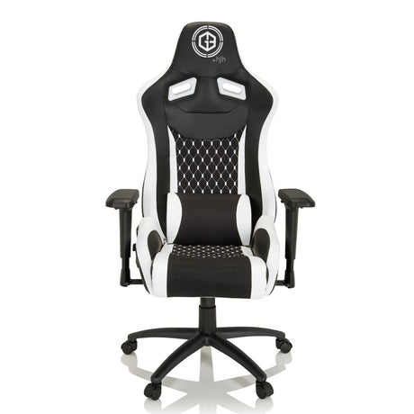 Gaming chair GAMEBREAKER SX 04 in black and white with diamond stitching and armrests by hjh OFFICE