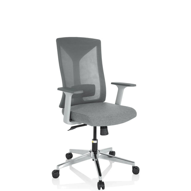 Grey Professional Office Chair HALIFAX with mesh backrest and polished base by hjh OFFICE