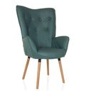 Mint green Upholstered armchair HAVENIO I with button tufting and light wood legs by hjh LIVING