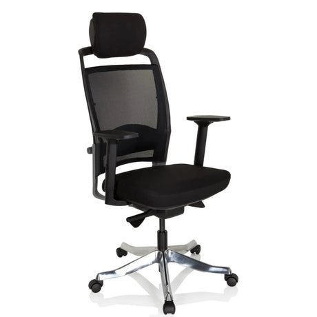 Professional Office Chair IKAST I in black with mesh backrest and headrest by hjh OFFICE