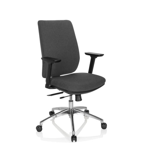 Professional Office Chair INTEGRIO I with dark grey fabric upholstery and silver star base by hjh OFFICE
