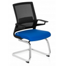 Cantilever chair INVENTOR V with blue seat cover, black mesh backrest and chrome frame by hjh OFFICE