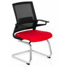 Cantilever chair INVENTOR V with black mesh back, red seat and chrome frame by hjh OFFICE